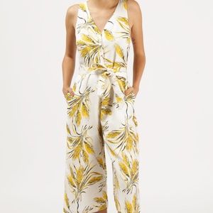 Azalea Curacao floral-tie-waist-Jumpsuit